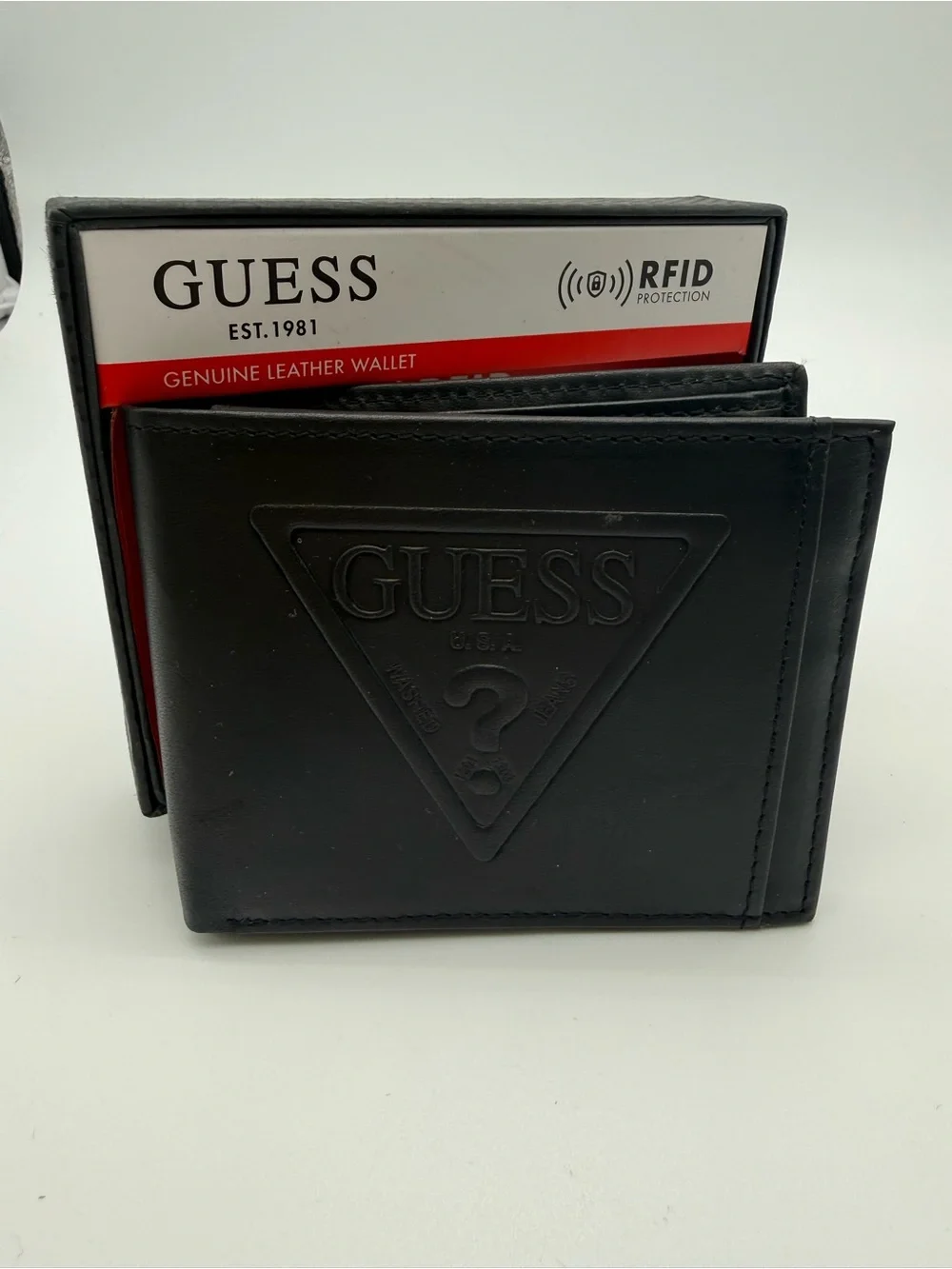 GUESS Black Genuine Leather RFID Card & Key Holder